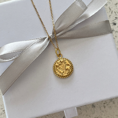 Worldy Ladie's Personalized World Disc Necklace, Gold Stainless Steel (READY IN 3 DAYS!)