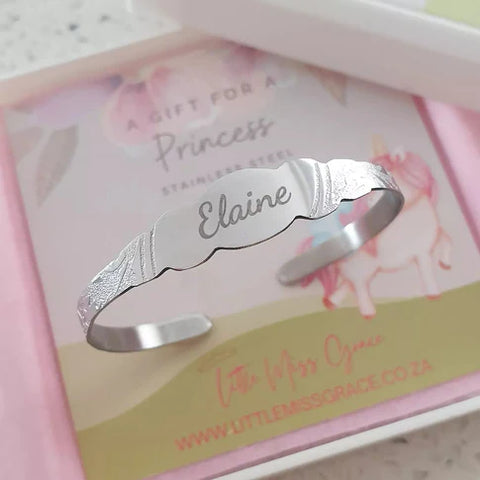 Personalized Children's Baby Bangle, Stainless Steel, Adjustable 0-5 Years (READY IN 3 DAYS)