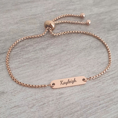Jayda Rose Gold Personalized Stainless Steel bracelet, Adjustable Size (READY IN 3 DAYS!)
