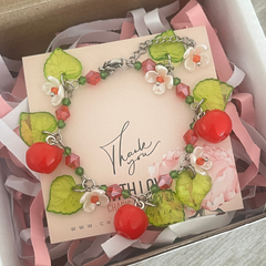Teacher's Gift Bracelet Apples and Flowers