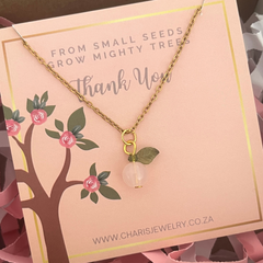 Teacher's Gift Apple Necklace - From small seeds grow mighty trees, Stainless Steel Chain