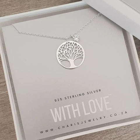 Silver tree necklace
