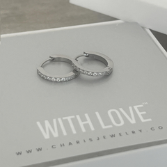 silver cz hoop earrings