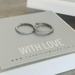 Ladies silver CZ Hoop earrings water and tarnish proof