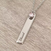 Bella Personalized Bar Necklace with Optional Birthstone, Stainless Steel (READY IN 3 DAYS!)