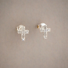 Evangeline 925 Sterling Silver CZ Crystal Cross Earrings, Size: 6x8mm