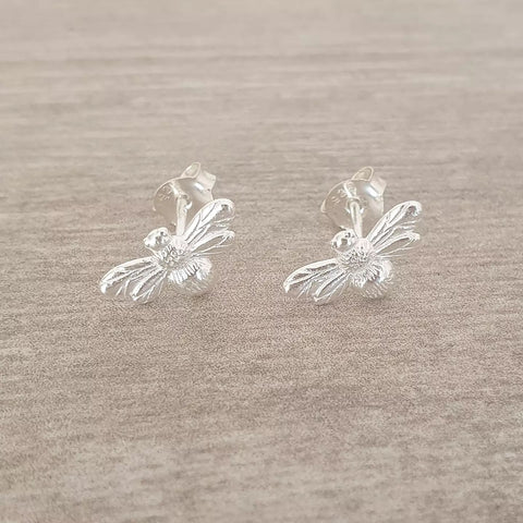Silver bee earrings