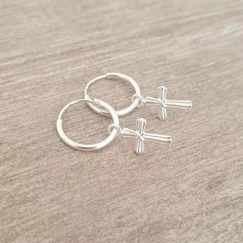 Silver hoops with Crosses