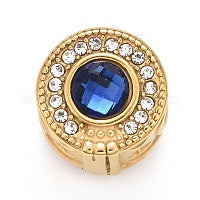 Gold european charm with blue stone