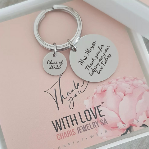 TG4 - Personalized Teacher's Gift Keyring, Stainless Steel, 45cm chain (READY IN 3 DAYS)