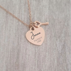 Personalized heart key necklace, 21st gift rose gold