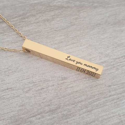 Gold personalized bar necklace
