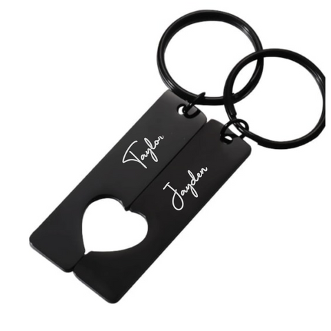 Hannah Black Personalized Keyring Set of 2, Stainless Steel (READY IN 3 DAYS!)