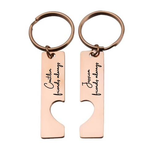 Hannah Rose Gold Personalized Keyring Set of 2, Stainless Steel (READY IN 3 DAYS!)