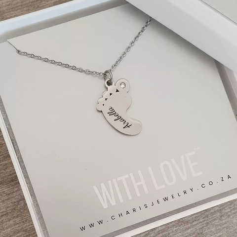 Personalized baby foot necklace