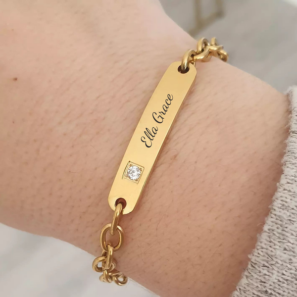 Personalized ID bracelet Gold Charis Jewelry SA