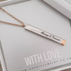 Personalized rose gold and silver bar necklace