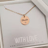 Stara Personalized Necklace, Rose Gold Stainless Steel, Size: 15mm on 45cm chain (READY IN 3 DAYS!)