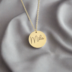 Mila Personalized Disc Necklace, Gold or Rose Gold Stainless Steel (READY IN 3 DAYS)