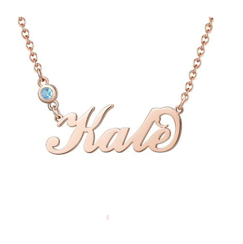 CNE103372RG - Rose Gold Plated Sterling Silver Birthstone Name Necklace