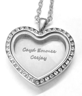 FL14 - Personalized Heart Floating Locket Necklace, High Quality Stainless Steel