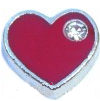 FLC86 - Red Heart with Stone floating charm for floating locket