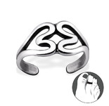 925 Sterling Silver Double Heart Adjustable Toe Ring