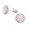 Cali 925 Sterling Silver Crystal Rose Water Pink Studs, Size: 7mm