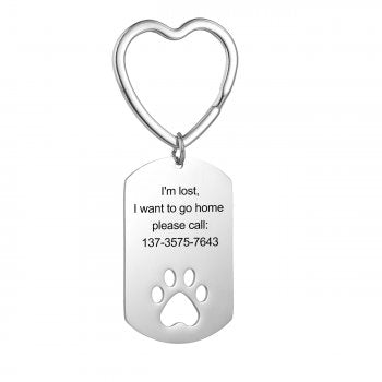 CAS102224 - Personalized Dog Paw keyring, Stainless Steel