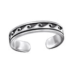 Waverly - 925 Sterling Silver Wave Toe Ring, Adjustable Size