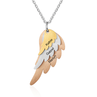 CNE103785 - Personalized 3 Wing Necklace, Stainless Steel