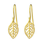 Layomi-Gold, Gold Plated 925 Sterling Silver Leaf Dangle Earrings