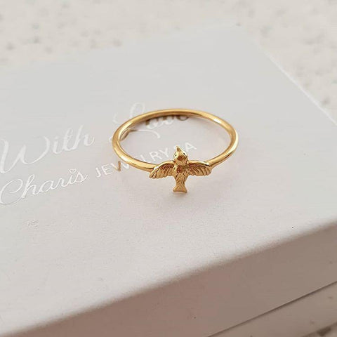 Alana-Gold, Gold Plated 925 Sterling Silver Bird Ring