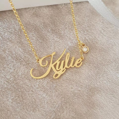 CNE800419G - Stunning Gold Plated 925 Sterling Silver Birthstone Name Necklace