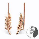 Giselle-Rose, Rose Gold Plated 925 Sterling Silver Leaf Ear Pin Earrings