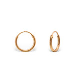 Emma-Rose, Rose Gold 925 Sterling Silver Round Hoop Earrings, Small Size 10mm