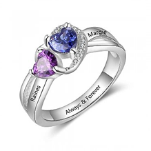 CRI103868 - 925 Sterling Silver Personalized Names & Birthstones Ring