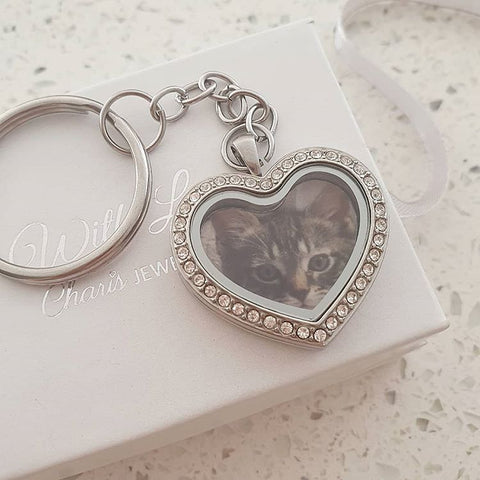 Personalized keyring heart photo locket online shop in South Africa