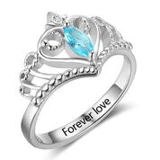CRI102876 - 925 Sterling Silver Personalized Crown Birthstone Ring