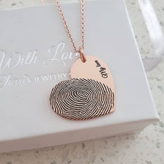 Rose gold finger print personalized necklace