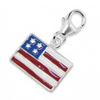 925 Sterling Silver USA American Flag Charm Dangle