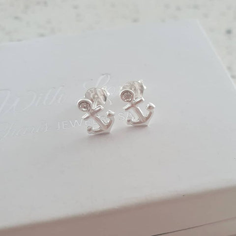 Sterling silver anchor earrings