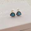 Silver azure heart opal earrings