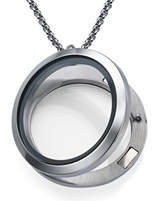 FL2 - Floating Locket Necklace, No Stones, High Quality Stainless Steel with Chain