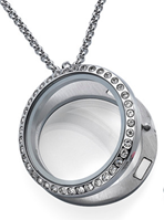 FL1 - Floating Locket Necklace with Stones, High Quality Stainless Steel with Chain