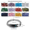 J12 - CBA101977 - Men's Personalized Words and Birthstone Stainless Steel Cross Bracelet