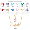 CNE109174 - Sterling Silver Layered Birthstone ＆ Name Necklace