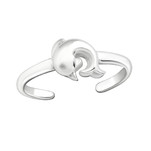 925 Sterling Silver Dolphin Toe Ring, Adjustable Size