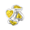 sterling silver cz yellow hearts European charm bead