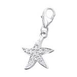 Sterling silver cz stone starfish charm dangle